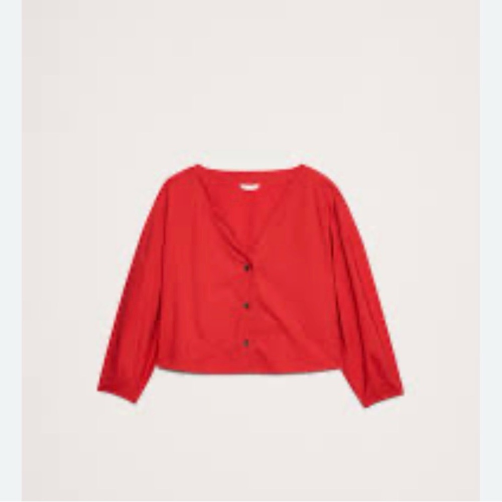 COTTON POPLIN VOLUME-SLEEVE TOP